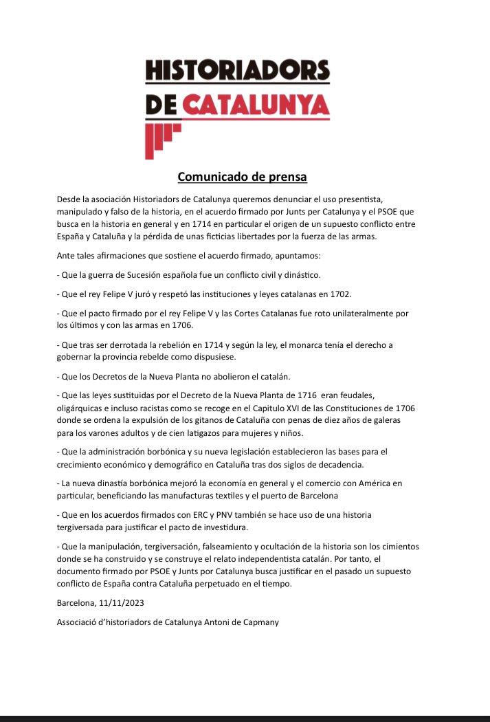 historiadorsorg's tweet image. Comunicado de prensa.
Comunicat de premsa.