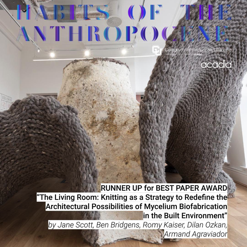 Hub for Biotechnology in the Built Environment (@bio_buildings) on Twitter photo Happy to announce that the paper by Jane Scott <a href="/responsiveknit/">Jane Scott</a>, Ben Bridgens, <a href="/romykaiser/">romykaiser</a>, <a href="/dilan70635330/">Dilan Ozkan</a>, <a href="/AAgraviador/">Armand Agraviador</a> about Knitting as a Strategy for Mycelium Biofabrication has been awarded the Best Paper Award (Runner up) <a href="/acadiaorg/">ACADIA.org</a> 2023 conference. acadia.org/news/GPZNR9 Happy to announce that the paper by Jane Scott <a href="/responsiveknit/">Jane Scott</a>, Ben Bridgens, <a href="/romykaiser/">romykaiser</a>, <a href="/dilan70635330/">Dilan Ozkan</a>, <a href="/AAgraviador/">Armand Agraviador</a> about Knitting as a Strategy for Mycelium Biofabrication has been awarded the Best Paper Award (Runner up) <a href="/acadiaorg/">ACADIA.org</a> 2023 conference. acadia.org/news/GPZNR9