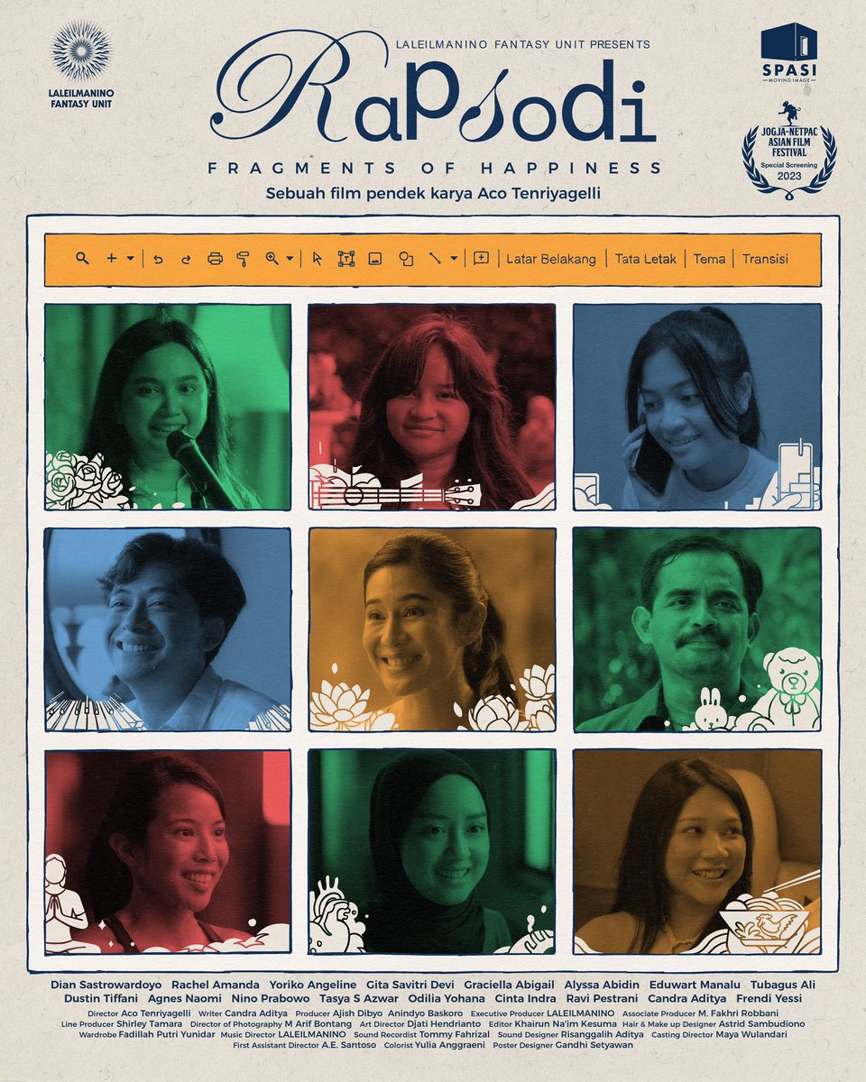 Laleilmanino Fantasy Unit mempersembahkan.

Rapsodi: Fragments of Happiness 
adalah sebuah film pendek karya Aco Tenriyagelli(@Acotenri) tentang cara manusia memaknai bahagia dengan caranya masing-masing.