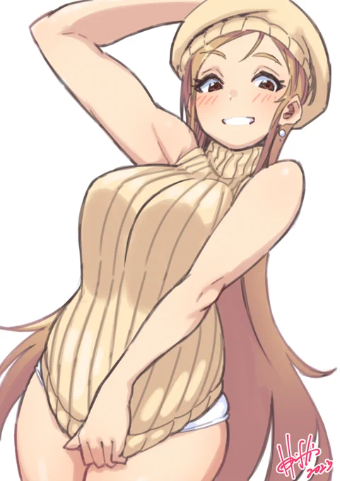 #縦セタの日  出勤前に縦セタお姉さん初描き