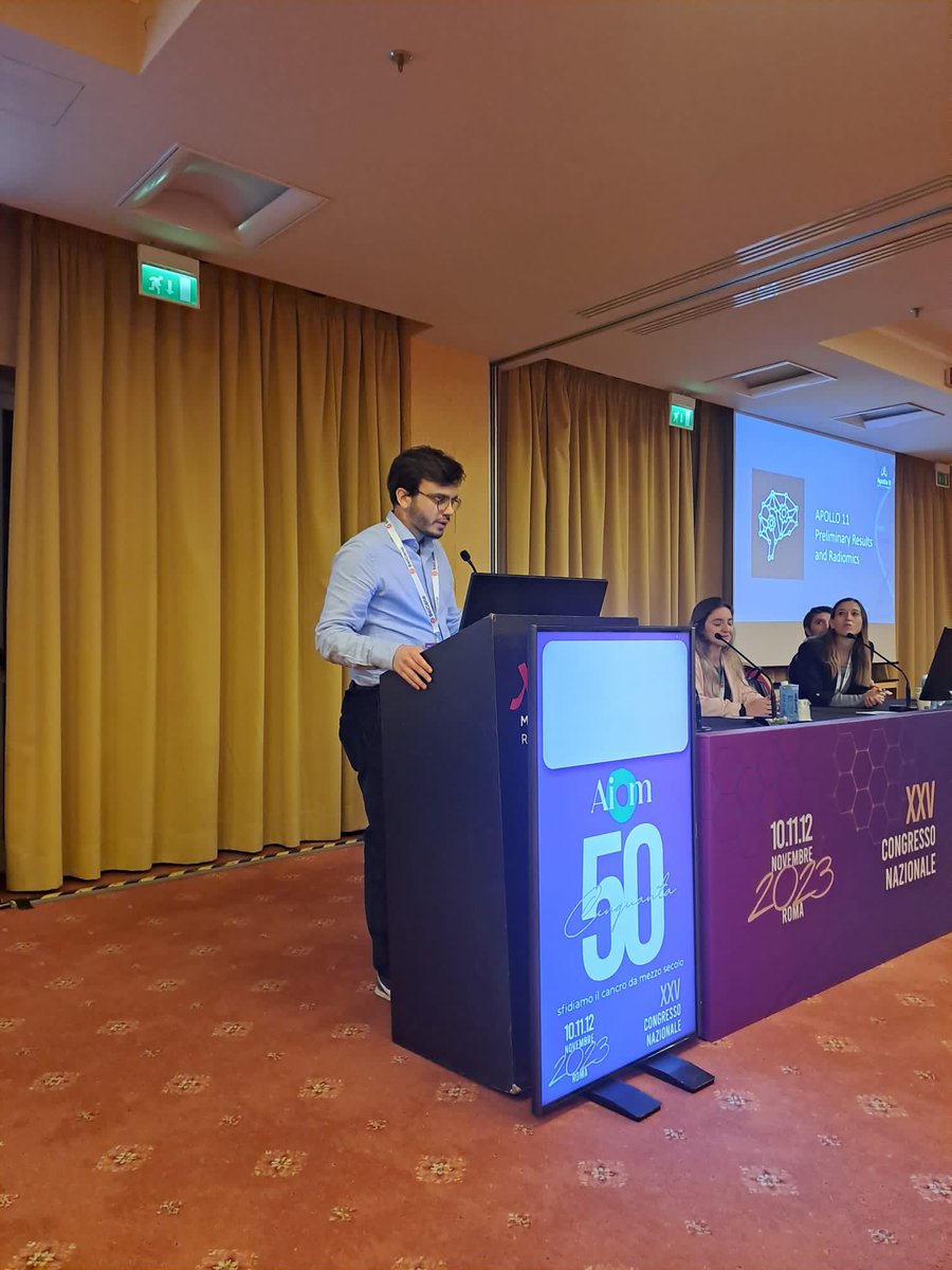 Back in #AIOM23 for the second plenary of the #Apollo 11 network on #lung #cancer #innovative therapies, #AI 25 centres involved and ready to press on in 2024 with the data presented on #singlecell analysis #immuneprofiling #FACS and #radiomics in #Immunotherapy and #Nsclc