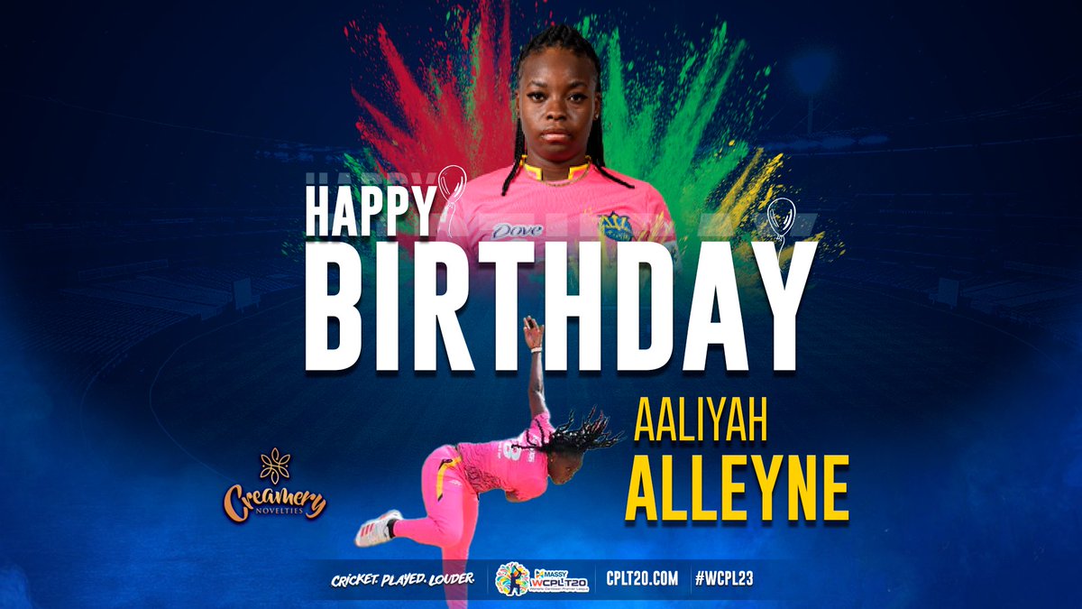 CPL's tweet photo. Join us in wishing Aaliyah a very Happy Birthday!!! 🎈🎁🎂🎊🎉
#WCPL23 #MassyWCPL #CricketPlayedLouder #CPL23 #BiggestPartyInSport https://t.co/lHJdc4rlUw