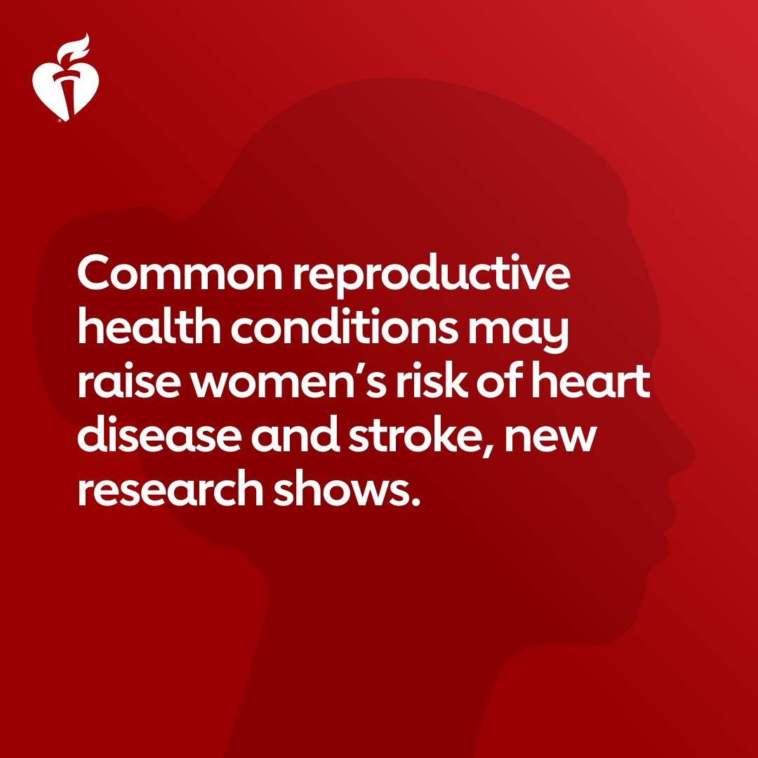 Nearly 45% of women over 20 have some type of cardiovascular disease. Research presented at Scientific Sessions, AHA's premier cardiology event, has linked two menstrual cycle disorders to a higher risk of heart disease and stroke. Here’s what to know 👉 spr.ly/6013uQXBP