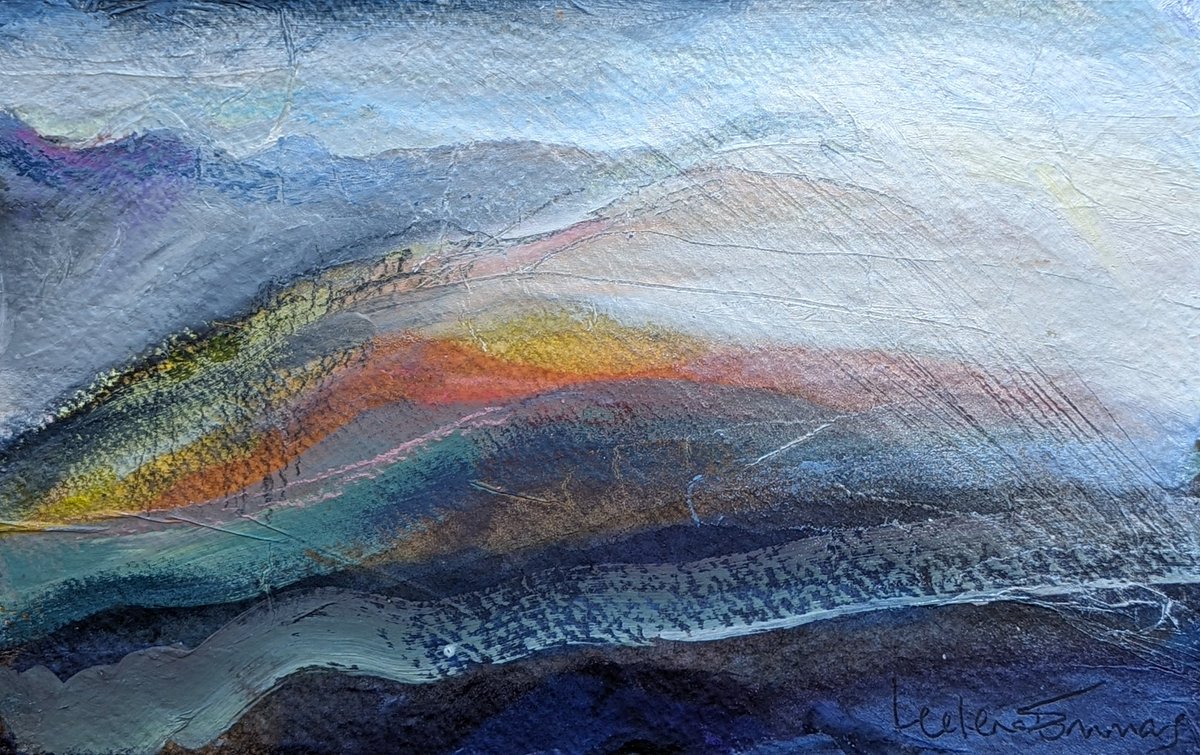 Skye Sun Shower is now available on my website, along with other new unframed mixed media paintings.