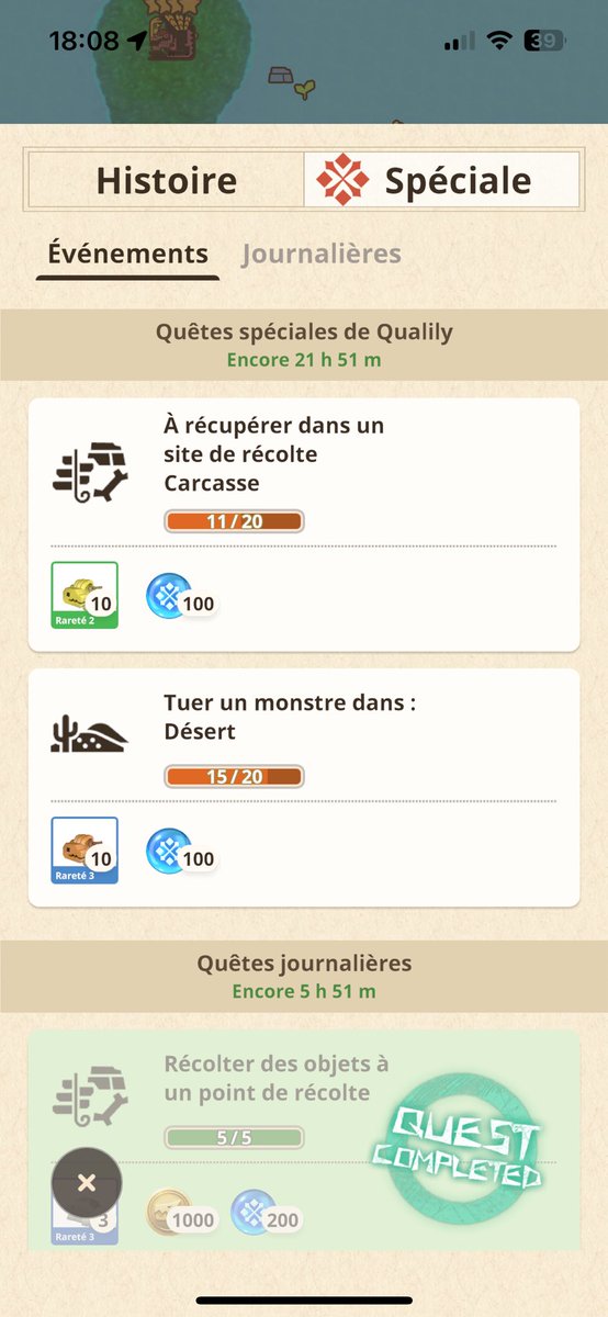 Rimkaminus's tweet image. Bon mitigé pour le moment sur l’événement des matériaux. 10 c’est pas énorme..Rang 68 mais entre les matériaux rareté 5. Je préfère farm sur la console 
#MHNow #MonsterGuideNow #monsterhunter