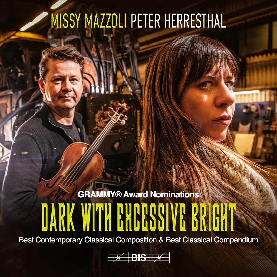 We are thrilled to announce that violinist Peter Herresthal & composer Missy Mazzoli were nominated in two categories for the 2024 Grammy Awards! 🎶 •Best Classical Compendium •Best Contemporary Classical Composition Congratulations to all involved in DARK WITH EXCESSIVE BRIGHT