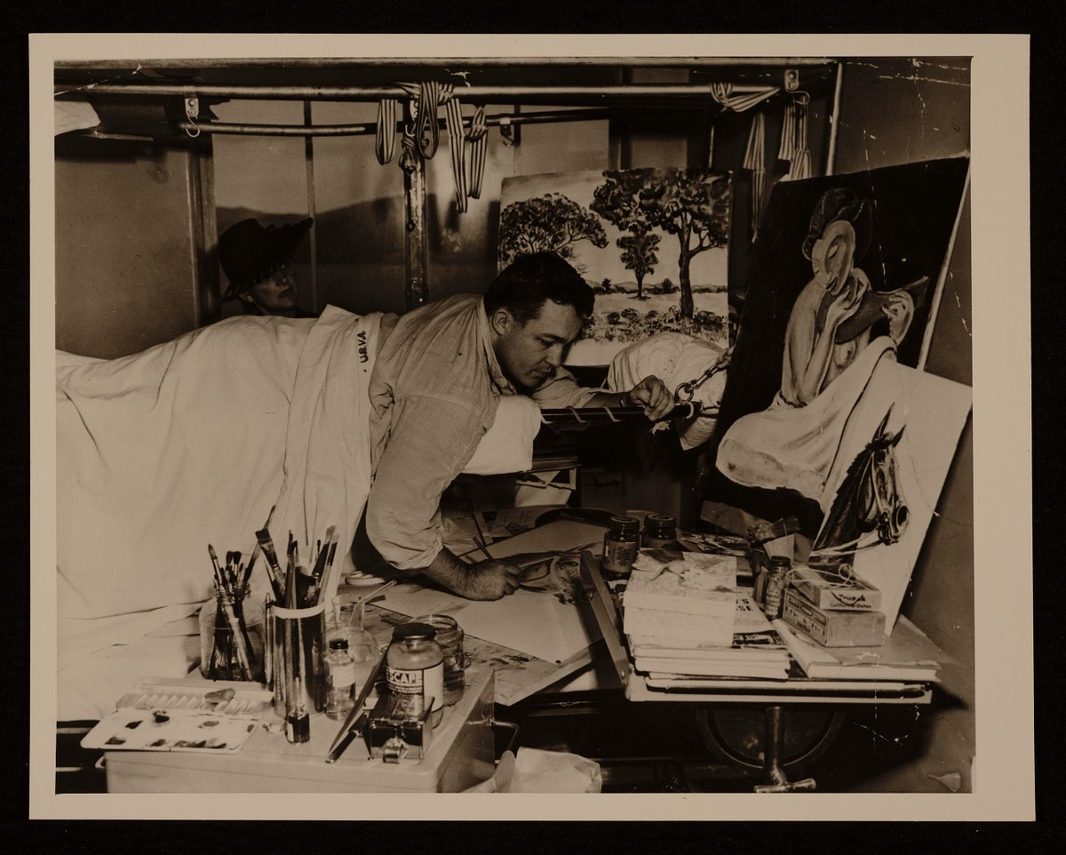 Thank you to all the veterans who have served our country. Happy Veterans Day! #ThankYouVeterans #VeteransDay #VeteranArtists
📷: Sam Francis painting in his room at Ft. Miley Veterans Hospital, San Francisco, Calif., 1946. Betty Freeman papers, 1951-1969.