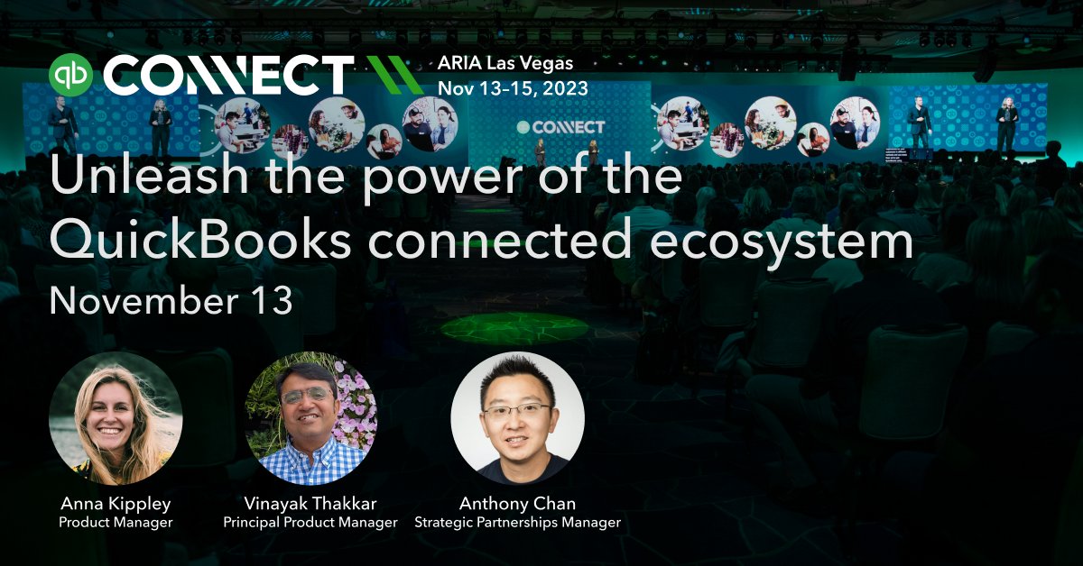 If you're attending #QBConnect, don't miss Anna Kippley, Vinayak Thakkar, and @Sheeperia's November 13 session on how you can unleash the power of our connected ecosystem. #QuickBooksApps #IntuitApps #automation