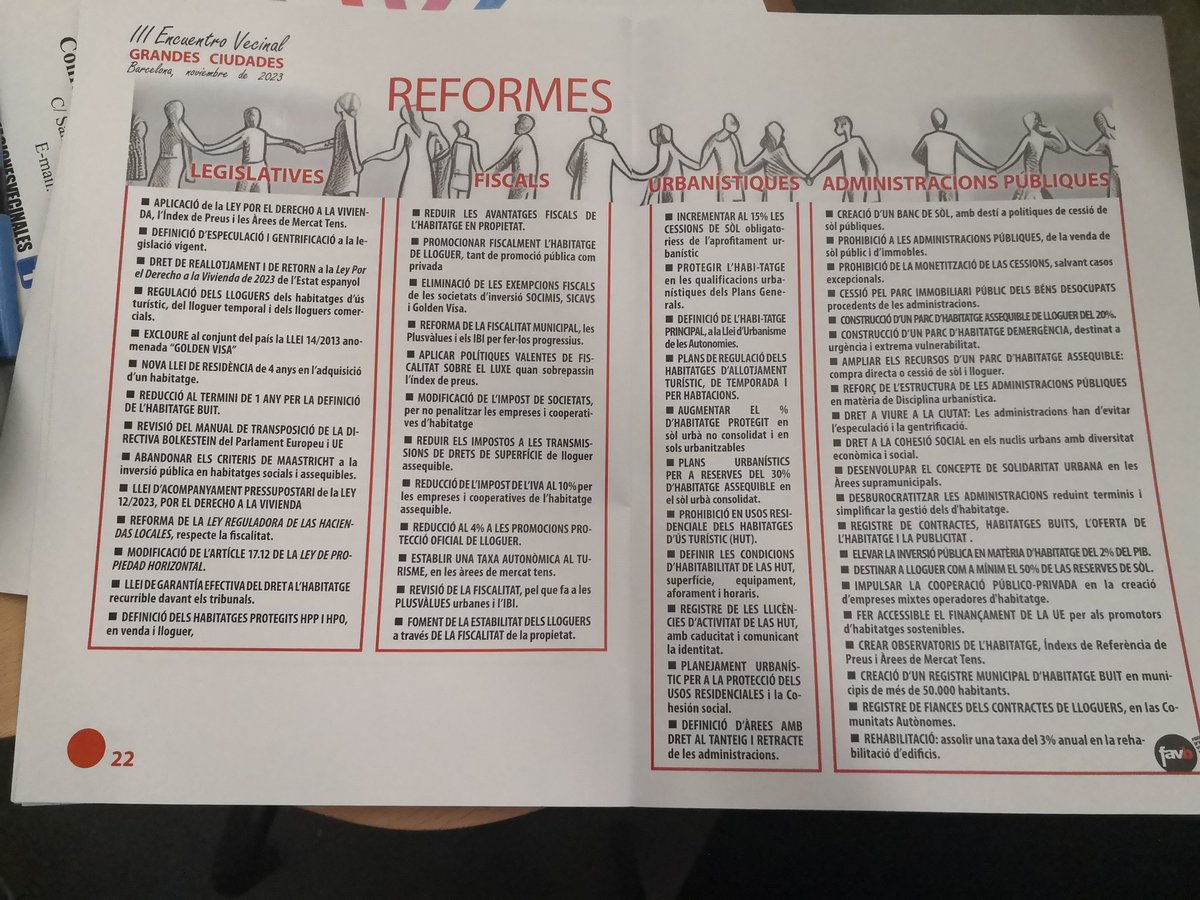 Esta tarde, 15 grandes ciudades del Estado debatimos en #Barcelona sobre la crisis de la #Vivienda, un gran problema de país que requiere un gran #PactoPorLaVivienda q impulse reformas d muy diversa índole, legislativas, fiscales, urbanísticas y d las Administraciones Públicas.