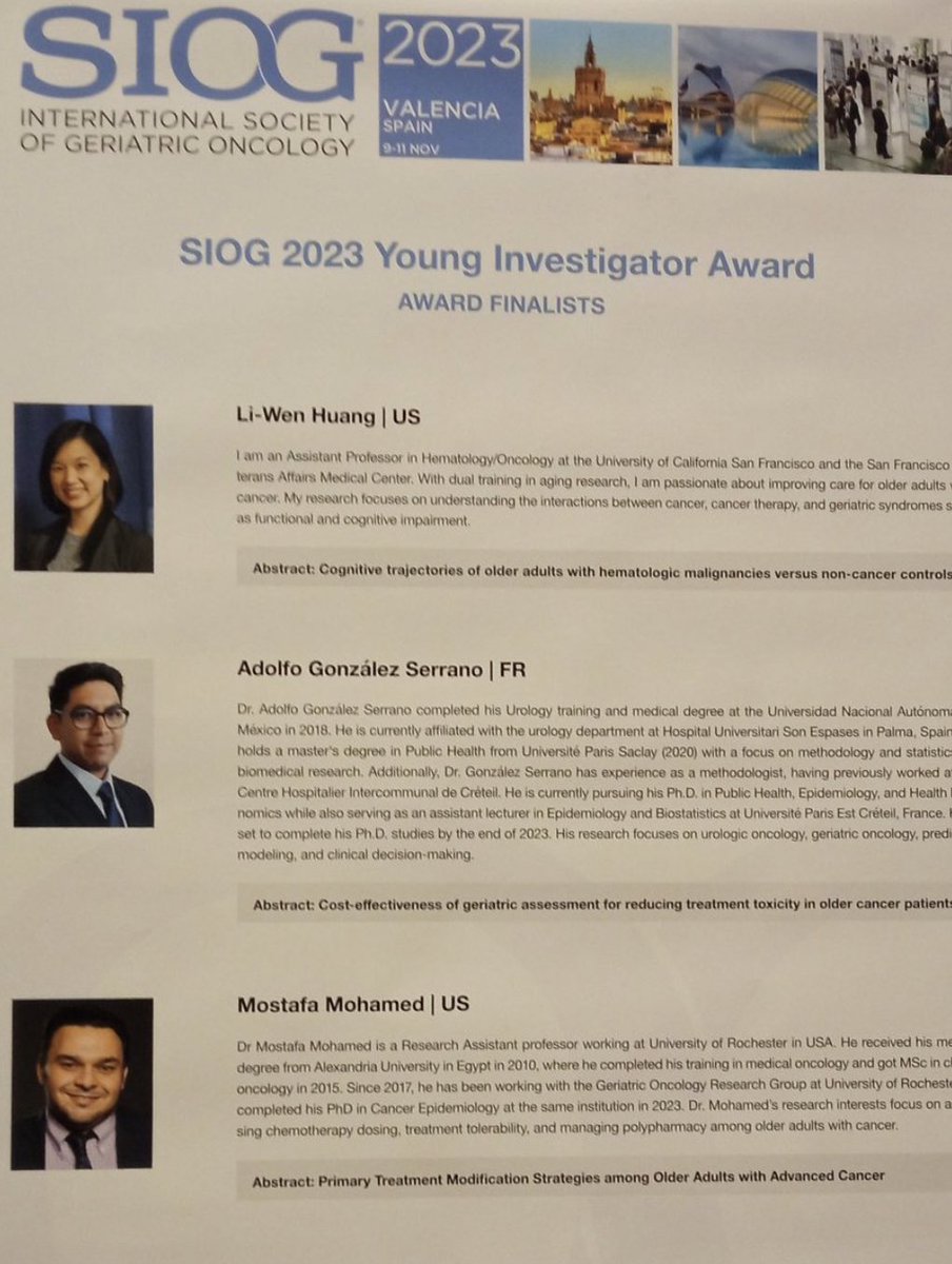 It has been a privilege to be a @YoungSIOG investigator award finalist- thank you for all mentors and colleagues for their help and support! @rochgerionc @LundJenny @WilmotCancer @SIOGorg