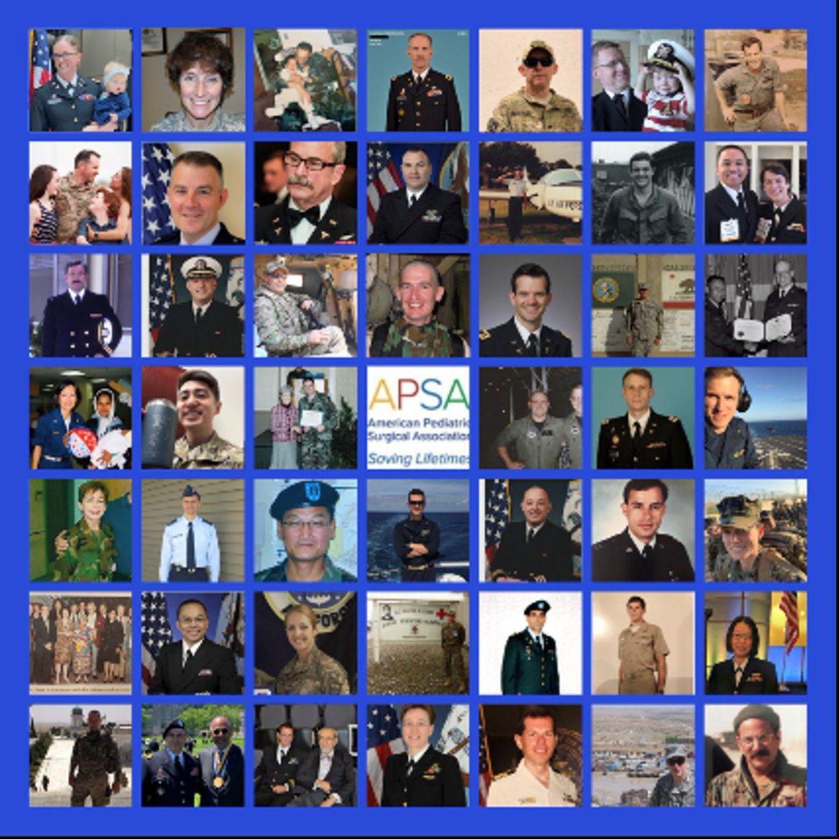 The APSA Foundation salutes our military #pedsurgeons! Thank you for your service on and off the operating table. Honor a military veteran by donating to @APSAFoundation: buff.ly/3wcS8PM #VeteransDay2023