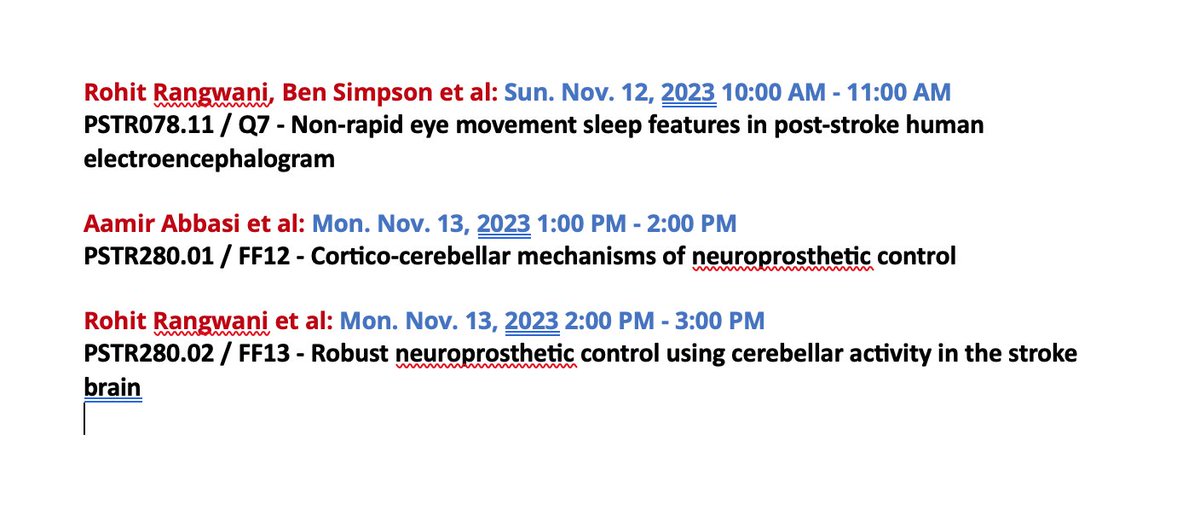 Delighted to be in Washington DC for #SfN23 !!
Our lab is presenting 3 posters (Sun AM and Mon PM). Check them out if interested in sleep differences post-stroke (vs healthy), and neuroprosthetics!