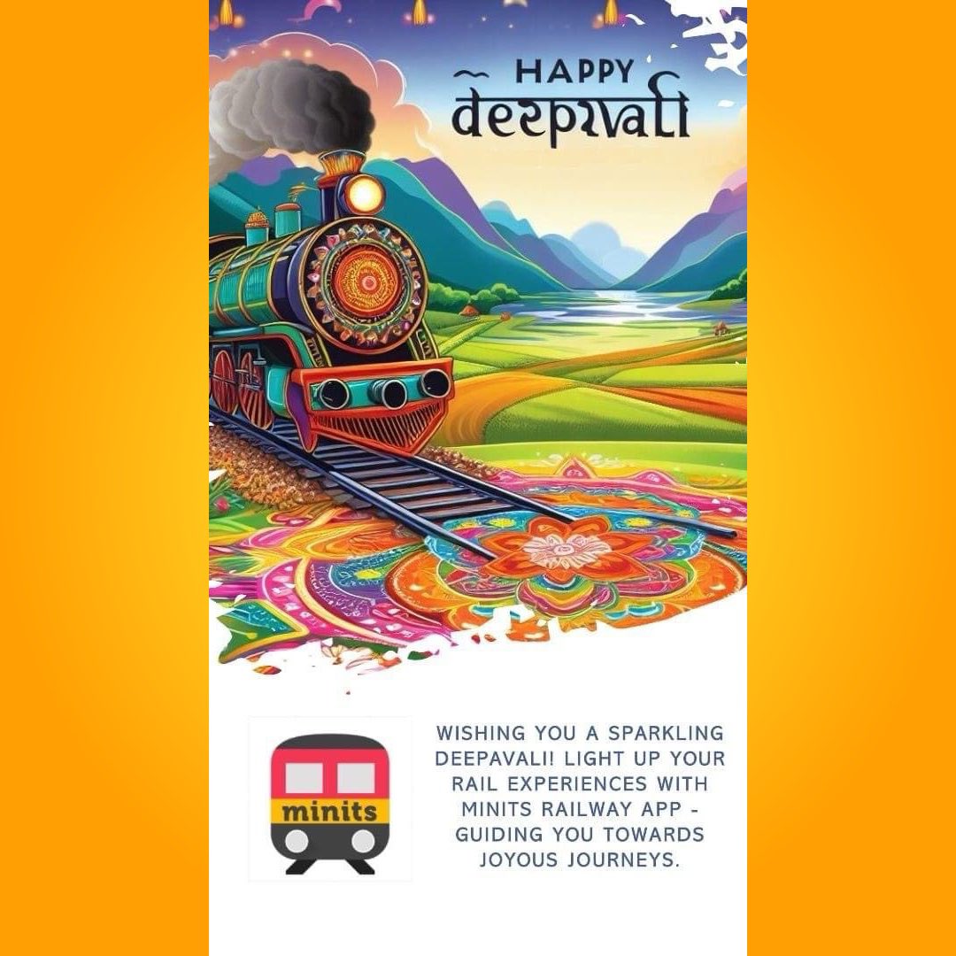 🪔 Celebrate the Festival of Lights with Minits! 🚂✨ Wishing you a joyous and prosperous Deepavali! 🎉 #HappyDeepavali #MinitsJourneys 🚆💫 minits.in