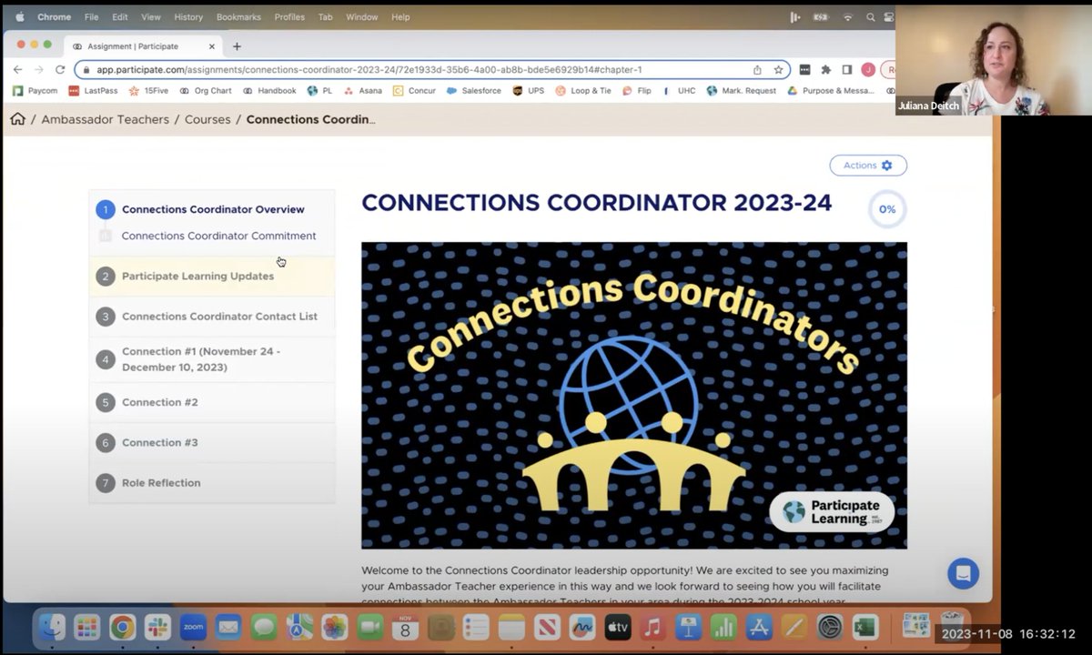 Yaay! I am going to be serving as the  #ConnectionsCoordinator this year! It was a great introductory session with  <a href="/MicheleMacumber/">𝕄𝕚𝕔𝕙𝕖𝕝𝕝𝕖 𝕄𝕒𝕔𝕦𝕞𝕓𝕖𝕣</a>
and <a href="/juless_dee/">Juliana Deitch</a>  #UnitingOurWorld <a href="/ParticipateLrng/">Participate Learning</a>
I'm excited about planning nice and fun events for the Ambassador Teachers of my district📷👏🏻