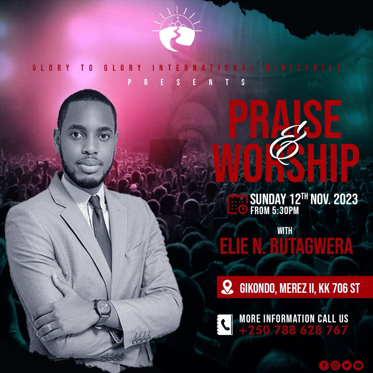 GlorytoGloryInt's tweet photo. Join us for a spirit-empowering service this Sunday at 5:30 pm in Gikondo. #EmpoweringService #SundayGathering #SpiritualEmpowerment https://t.co/15iWBtz6bC