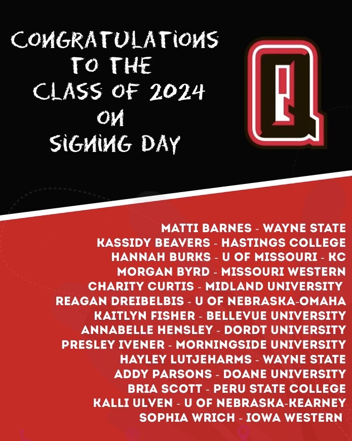 A big CONGRATS goes out to our 2024 Quakes athletes who have committed to play at the next level.
