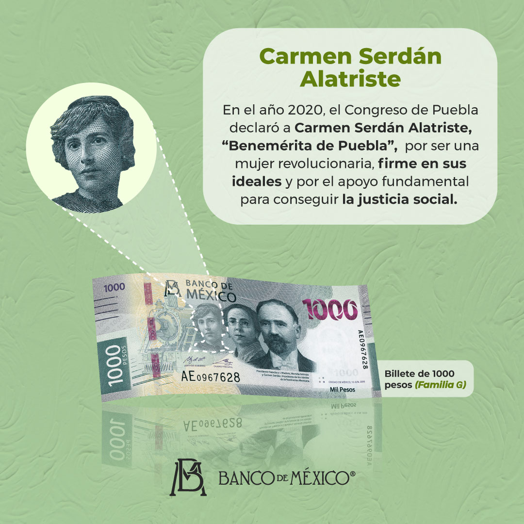 #UnDíaComoHoy, pero de 1873, nació #CarmenSerdánAlatriste, figura histórica mexicana que luchó por la justicia social, la democracia y jugó un importante papel en la Revolución Mexicana.