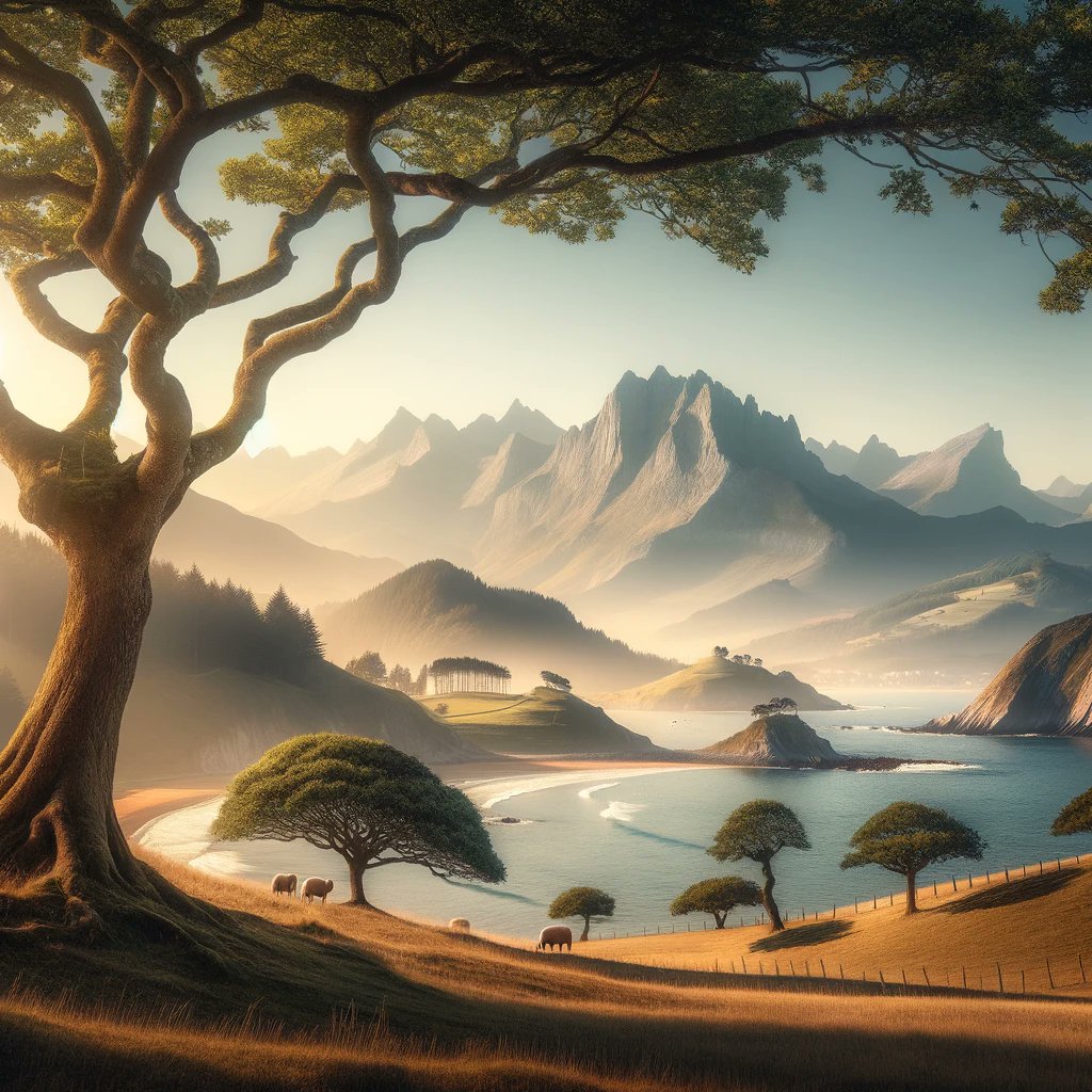 Узбярэжжа Баскаў, 
Лёгкі брыз і дубы, 
Моўчанне гораў
(c)GPT4