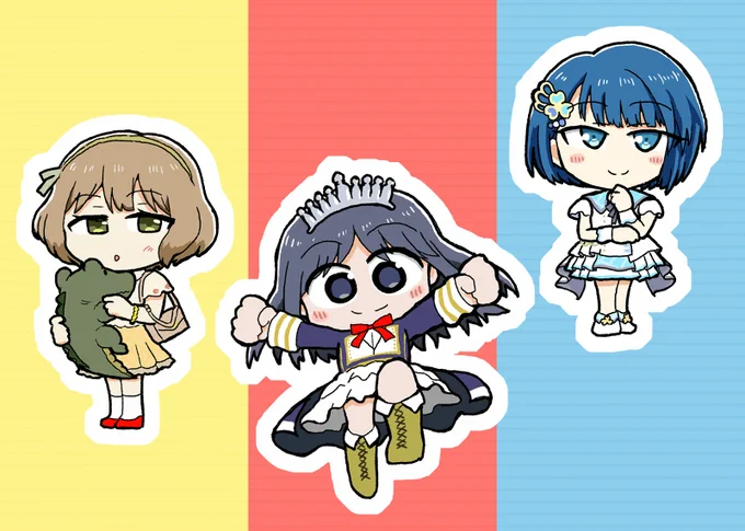 #まゆしぃホムパ  今回描かせていただいた、吉岡茉祐さんがCVを担当されているキャラクターです。 ※()内は作品名。順不同、敬称略  江古田蓮(あんハピ) 霧島サクラ(ハンドレッド) ティラナ・エクセディリカ(コップクラフト) 飯坂真尋(温泉むすめ/飯坂温泉) 鰐淵エモコ(Tokyo 7th シスターズ) 桐谷遥(プロジェクトセカイ) 島田真夢(Wake Up, Girls!)