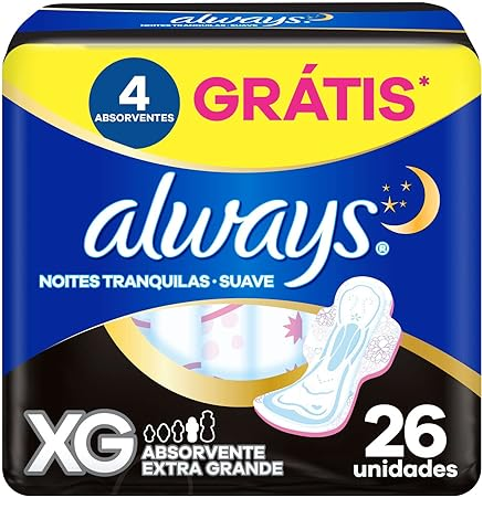 Absorventes Always Noites Tranquilas Suave XG 26 Unidades