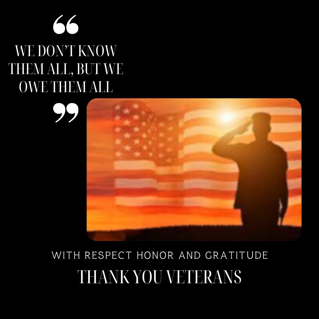 Happy Veterans Day to all the brave men and women who have served and continue to serve our country! Thank you for your sacrifice, dedication, and courage in protecting our freedoms. #VeteransDay #thankyouforyourservice