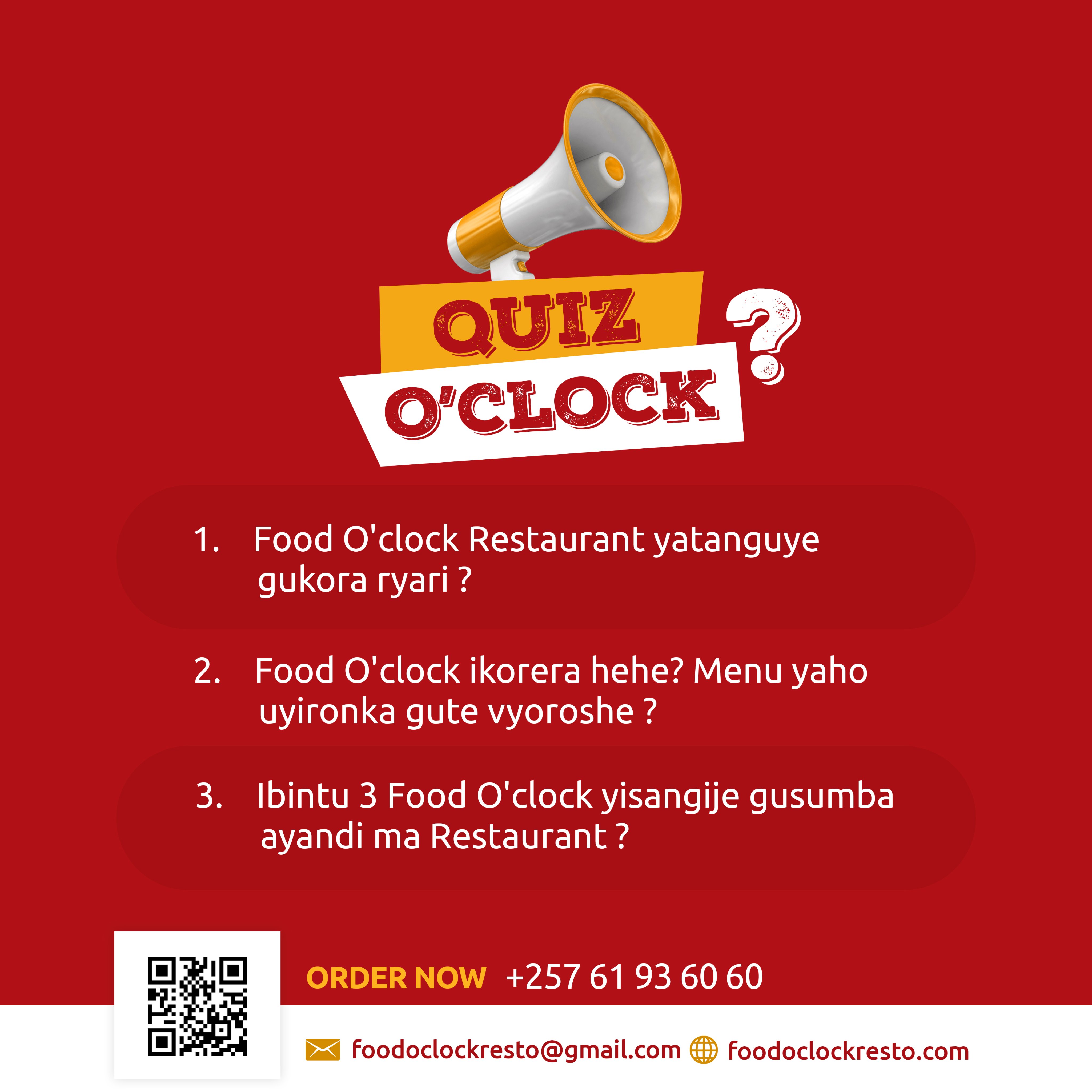 Clock 2024 restaurant menu