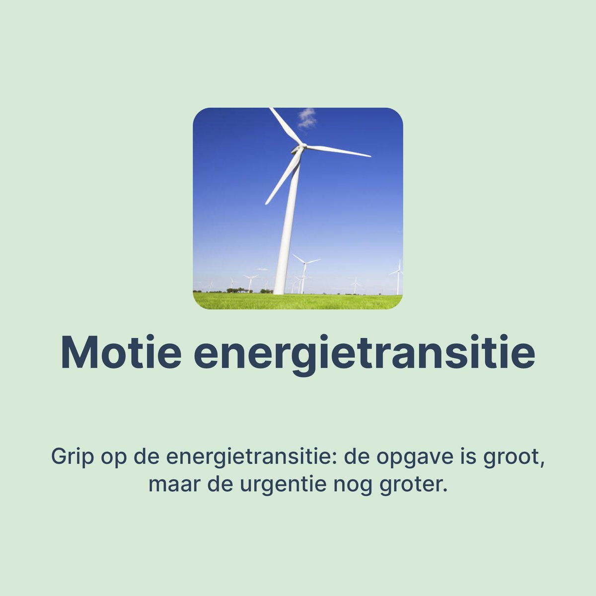 In 2040 wil #Zwolle klimaatneutraal zijn. Dat vraagt om een daadkrachtige energietransitie met scherpe keuzes. 💪 

Omdat we graag inzicht willen in deze keuzes hebben we een motie ingediend waarmee we de wethouder oproepen te komen met een Halfjaarrapportage Energietransitie.
