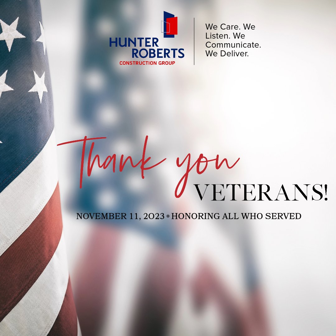 Happy #VeteransDay to all of those who have served and are continuing to serve! Today we honor and remember those brave men and women who have sacrificed so much for our freedom. #CelebrateFreedom #AlwaysRemember #Gratitude #HunterRobertCG #WeCare
