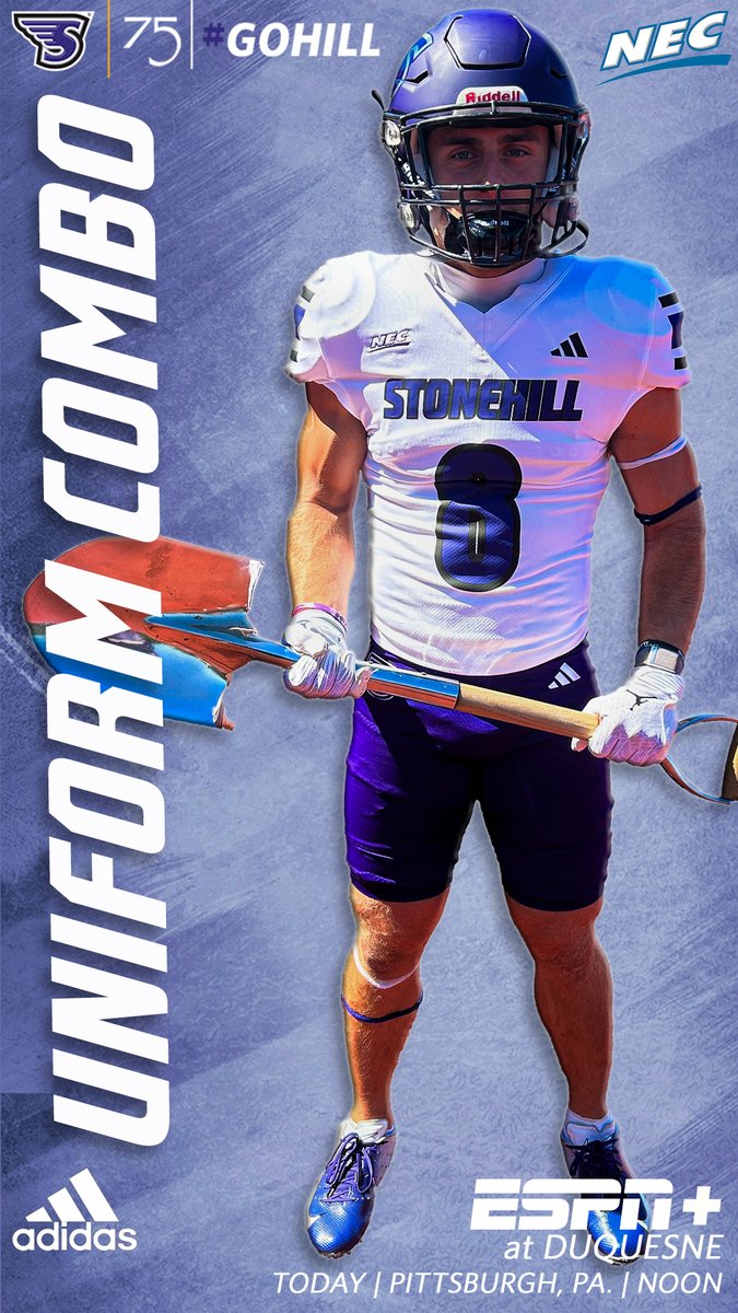🟣⚪️🟣 

FOR <a href="/StonehillFB/">Stonehill Football #DIG</a> IN PITTSBURGH ON ESPN+

🏈bit.ly/475yffR

#GoHill | #NECFB