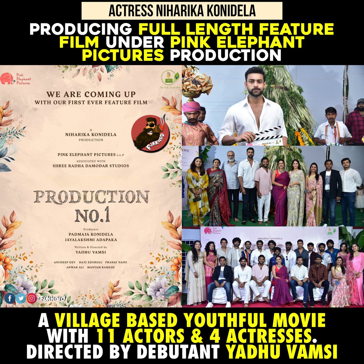 Fukkard's tweet photo. 𝑭𝒊𝒓𝒔𝒕 𝑭𝒆𝒂𝒕𝒖𝒓𝒆 𝑭𝒊𝒍𝒎 of @PinkElephant_P &amp; #SRDstudios - #ProjectCK 🎬

@IamNiharikaK #YadhuVamsi https://t.co/9JuFYvsLXu