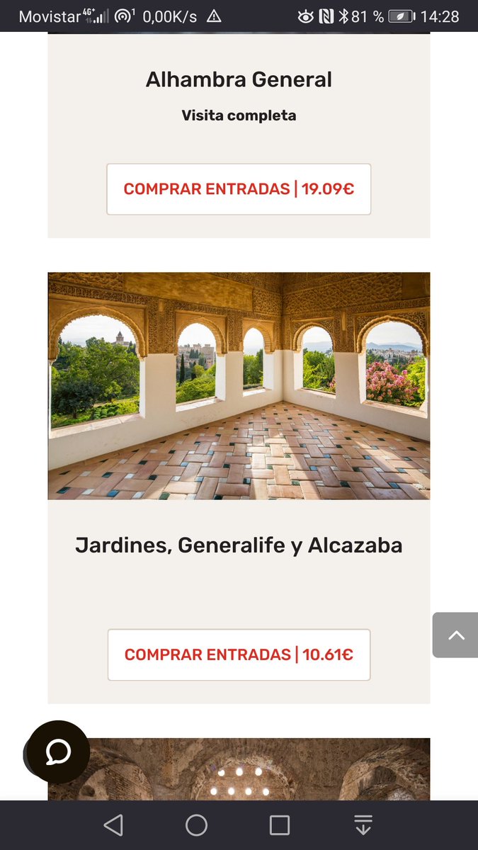 JCabGra's tweet photo. En la web Oficial de la Alhambra....
Todos los precios están con céntimos sin redondear!!
No he visto esto nunca, ni en los cines de barrio, ni en la mayoría de tiendas.
Es lo más anticomercial que he visto
@patalhambra @aytogr #Granada #RegionGranada https://t.co/Urkz8GVjV7