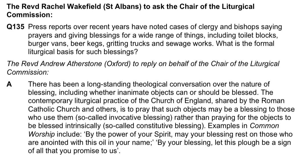 There’s a suggestion in a synod reply here that in ⁦@churchofengland⁩ we generally don’t bless things, only pray that people might be blessed in using them. That is such an enfeeblement of our theology. I discuss this in my 2014 book called, simply, ‘Blessing’.