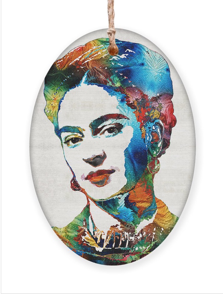 Terracegallery's tweet photo. Fun Frida Ornament!  HERE:  https://t.co/S2U7pR2SYs #fridakahlo #frida #christmas #Christmasgifts #Christmas2023 #giftideas #strongwomen #art #artist #colorful #AYearForArt #BuyIntoArt #stockingstuffers #StockingStuffer https://t.co/hHyHN9S9rP