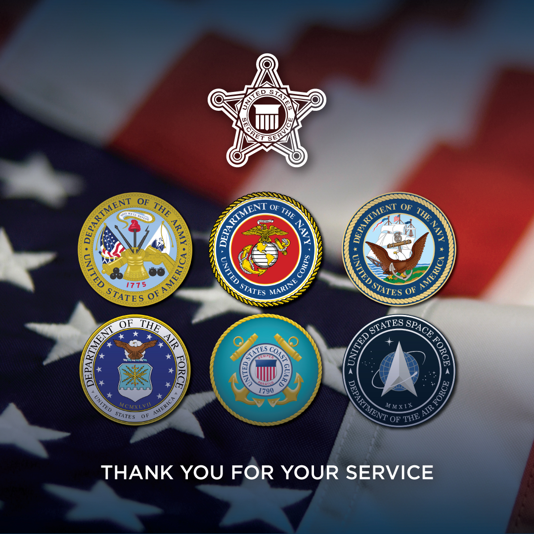 SecretService's tweet photo. Today, we celebrate the dedicated men and women who have served our Nation. Your commitment is a testament to the spirit of service and patriotism. Happy Veterans Day to all our veterans, in and out of uniform. We are proud and grateful for your service.

#VeteransDay https://t.co/cEE4XDCYT8