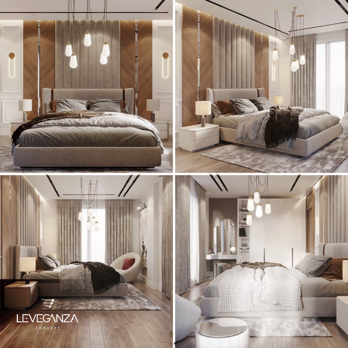 B Block Villa - Bedroom 2. Design 📍Istanbul, Arnavutköy Villas Project 🏡 • Designed By : @Leveganza Project Year : 2023 Location : Istanbul, Turkey 🇹🇷 • 𝐋𝐄𝐕𝐄𝐆𝐀𝐍𝐙𝐀.. you Dream and we Design ⚜️ • #Leveganza #concept #interiordesign #decor #design #interior #villa