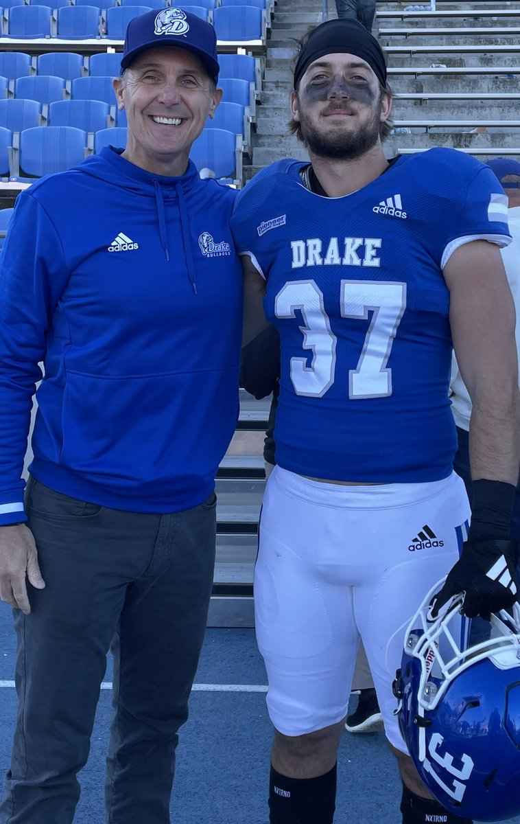 mfields20181's tweet photo. Game Day &amp; Senior Day at historic Drake Stadium. 6 straight wins, 2 more for a title. The power of perseverance.

Here’s to the one who wears the D. Love ya son, Go Dogs!! https://t.co/QszQxrM312