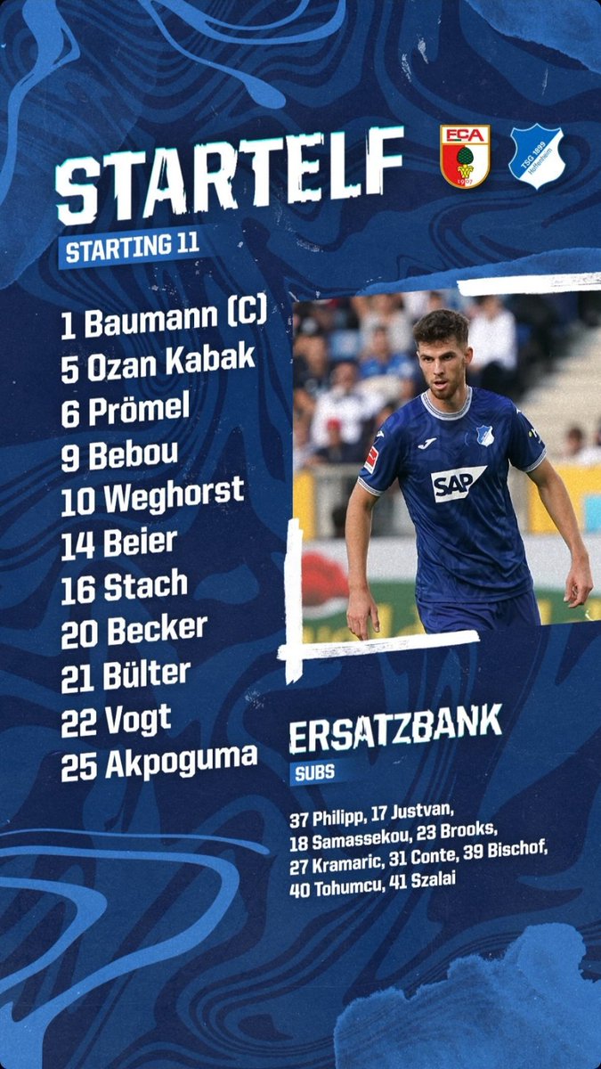 DetectionPoint's tweet photo. Robert Gumny🇵🇱ponownie w pierwszym składzie! Rywalem ekipy reprezentanta Polski będzie Hoffenheim.
Rozpoczęcie meczu o 15:30
#dombundesligi #AUGHOF https://t.co/abCGNIwKYK