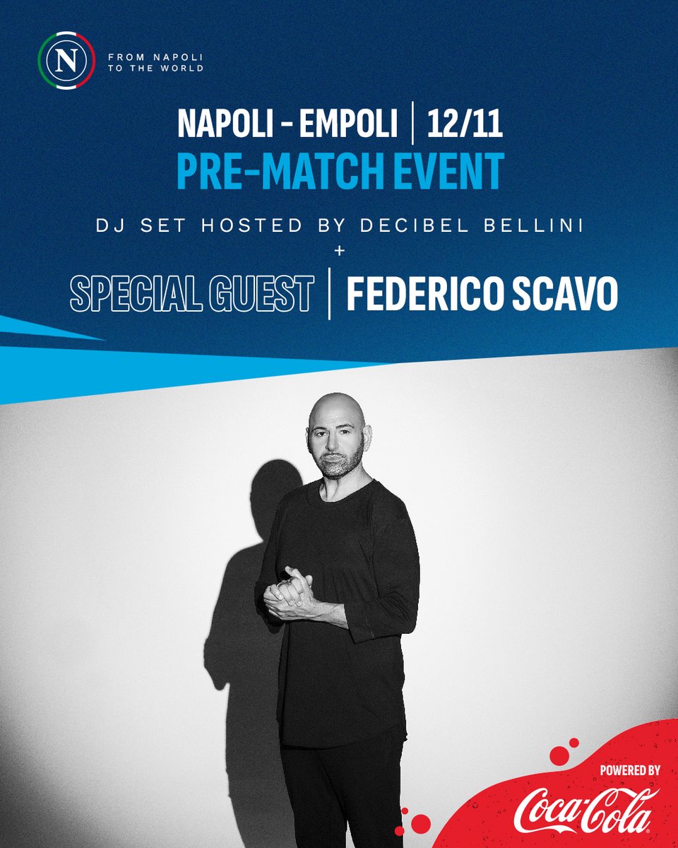 Official SSC Napoli (@sscnapoli) on Twitter photo 🛑 Non esiste solo il sabato sera per divertirsi a ritmo di musica!
👉 Goditi il lunch match #NapoliEmpoli con il beat di Federico Scavo, special guest del DJ Set powered by <a href="/CocaColaIT/">Coca-Cola Italia</a>
💙 #ForzaNapoliSempre 🛑 Non esiste solo il sabato sera per divertirsi a ritmo di musica!
👉 Goditi il lunch match #NapoliEmpoli con il beat di Federico Scavo, special guest del DJ Set powered by <a href="/CocaColaIT/">Coca-Cola Italia</a>
💙 #ForzaNapoliSempre