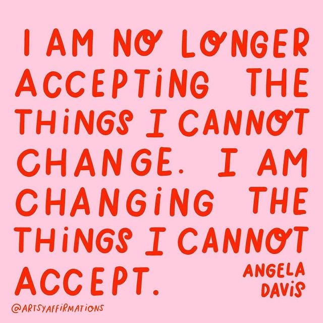 Words of wisdom from Angela Davis, teach us how we can be a force for change. 💪🏾

(credit: @wellreadblackgirl @artsyaffirmations)