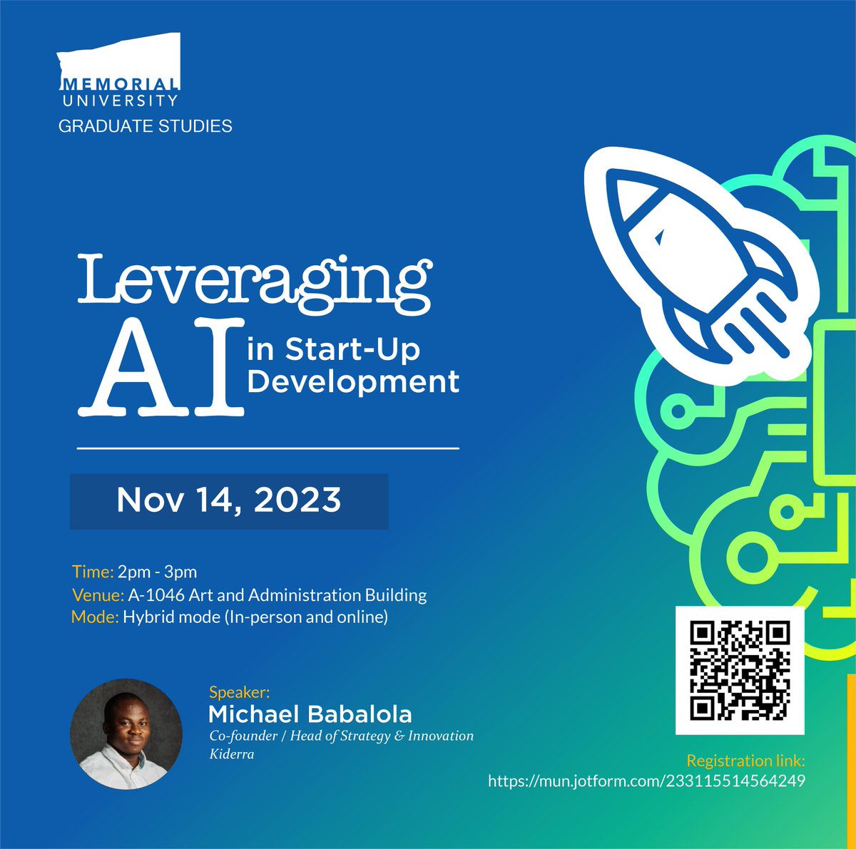 🎉Excited to anchor a session on AI in Startup Development at @MemorialUniversity's Entrepreneurship Training Program. As a 2x business owner and Kiderra co-founder, eager to empower participants for brand excellence.   

#TechInBusiness #Startup #AI #Entrepreneurship