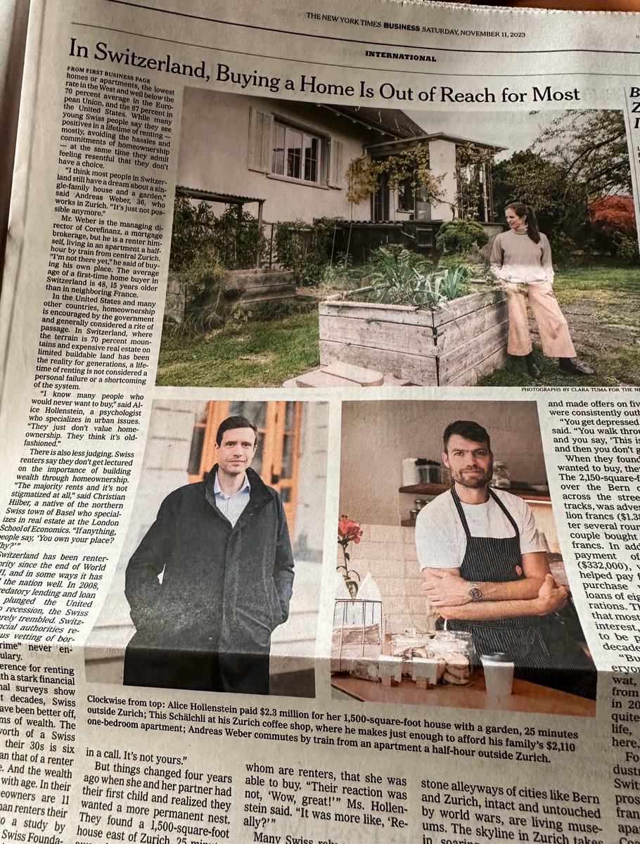 Impossibile acquistare una propria casa in #Svizzera. Il problema immobiliare elvetico finisce sul New York Times. 
In Svizzera 🇨🇭 solo il 36% ha un’abitazione di proprietà, negli #USA il 67 %.
@RSIInfo_ (./.)