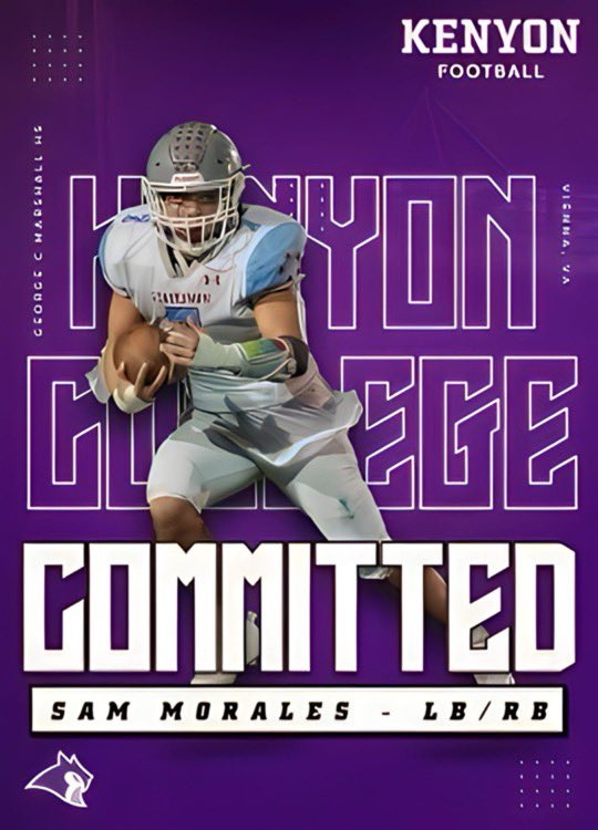 COMMITTED!! AGTG <a href="/IanMGood/">Ian Good</a> <a href="/Coach_Cattrell/">Blake Cattrell</a> <a href="/KenyonFootball/">Kenyon Football</a> <a href="/GCMsports1/">Marshall HS Athletics</a> <a href="/GCMStatesmenFB/">George C Marshall Football</a>
