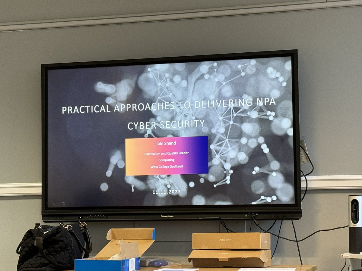 CompSciShawAcad's tweet image. Final session of the day on the NPA Cyber Security course by Iain Shand from @WestCollScot. @EducationScot #CSSConference2023