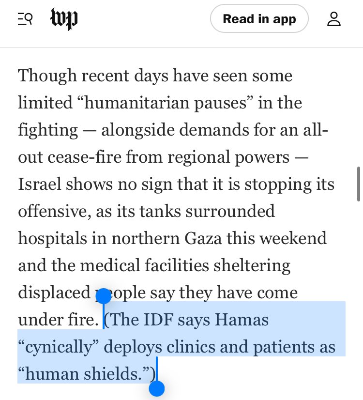 Those dastardly Palestinians “cynically” filling up their hospitals with sick and injured people.