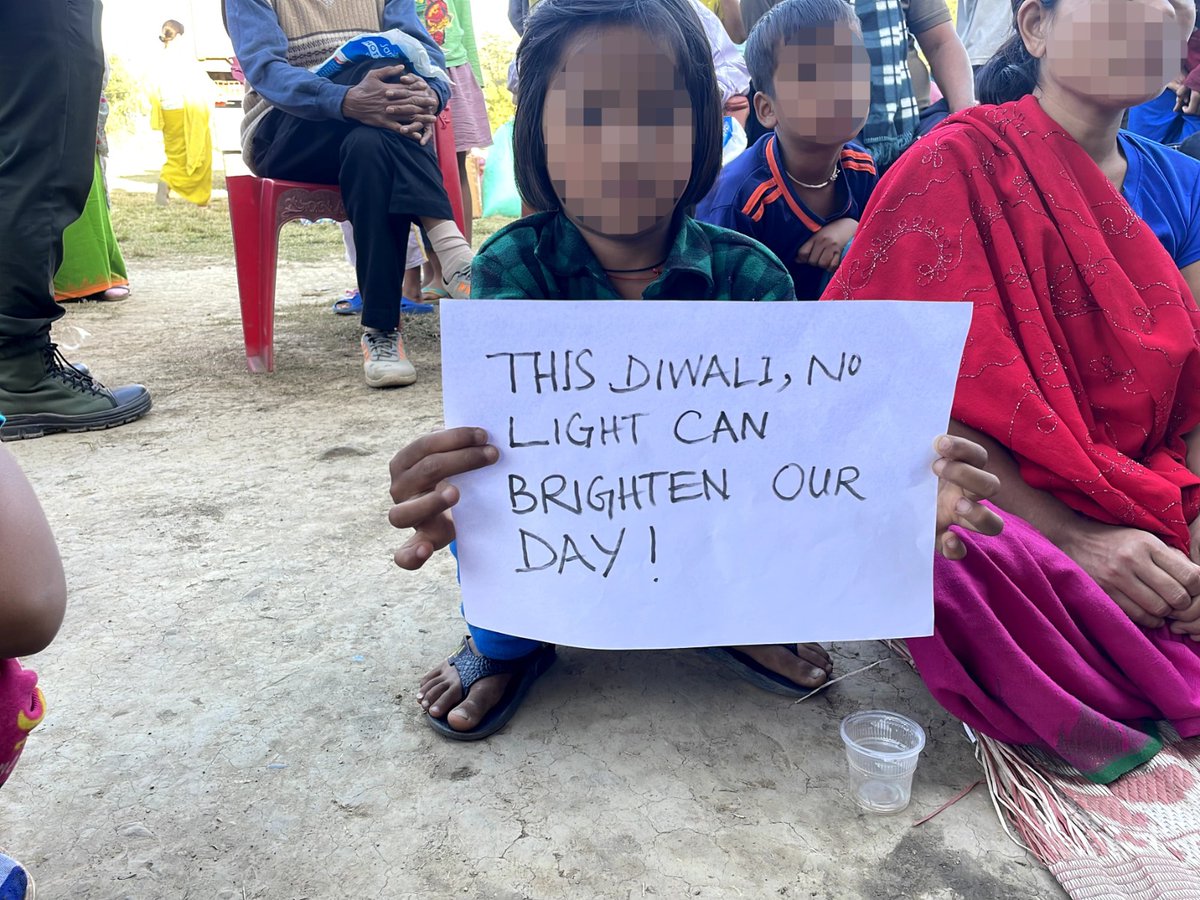 Thinking of the children in the relief camp in Imphal who can't celebrate Diwali. Let's remember them and send our love and support their way. Wishing them hope and strength during this difficult time. #NoHomeNoDiwali #Diwali2023 #ManipurFightsBack from #KukiAtrocities
