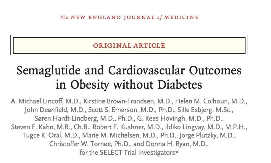 Semaglutide and Cardiovascular Outcomes in Obesity without Diabetes: @NEJM The select trial: #AHA23 🥸Wow! @AHA_Research 😱Now on the stage in main event 😱Let's get the highlights 👇👇👇