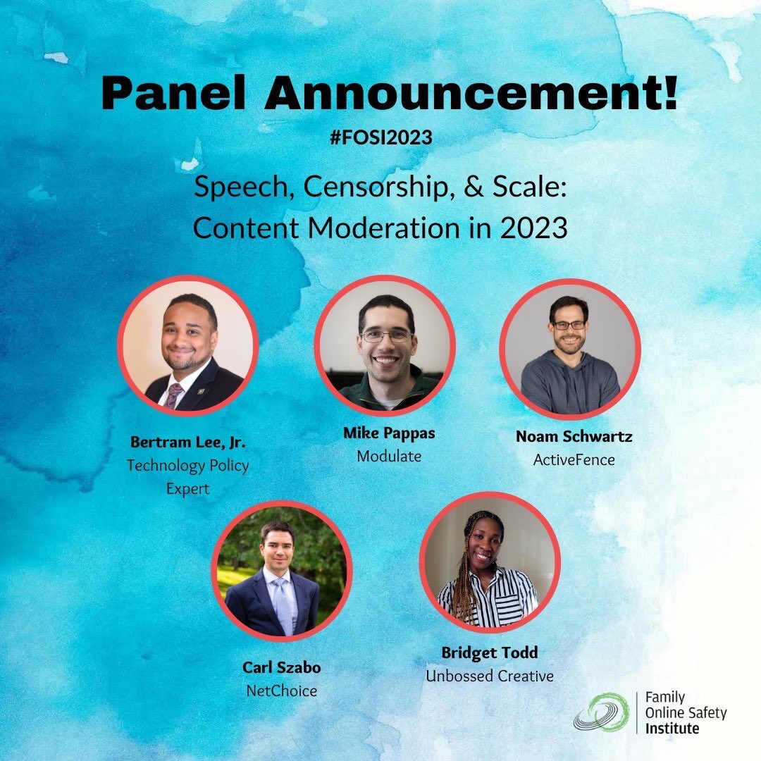NetChoice (@netchoice) on Twitter photo Next week at #fosi2023, <a href="/CarlSzabo/">Carl Szabo</a> looks forward to joining a panel with <a href="/ActiveFence/">ActiveFence</a>, <a href="/BMLeeJR/">Bertram Lee Jr.</a>, <a href="/BridgetTodd/">Bridget Todd</a>, & <a href="/modulate_ai/">Modulate</a> on content moderation <a href="/FOSI/">Family Online Safety Institute</a> Next week at #fosi2023, <a href="/CarlSzabo/">Carl Szabo</a> looks forward to joining a panel with <a href="/ActiveFence/">ActiveFence</a>, <a href="/BMLeeJR/">Bertram Lee Jr.</a>, <a href="/BridgetTodd/">Bridget Todd</a>, & <a href="/modulate_ai/">Modulate</a> on content moderation <a href="/FOSI/">Family Online Safety Institute</a>