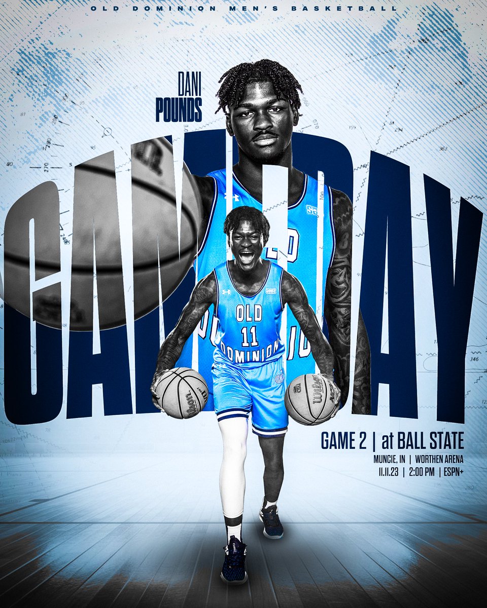 ODU_MBB's tweet photo. GAMEDAY IN MUNCIE❕

🆚: Ball State
⌚️: 2:00 PM
📍: Muncie, IN | Worthen Arena 
📺: ESPN+
📻: Fox Sports 1310AM

#ReignOn https://t.co/a9vJTZjhRu