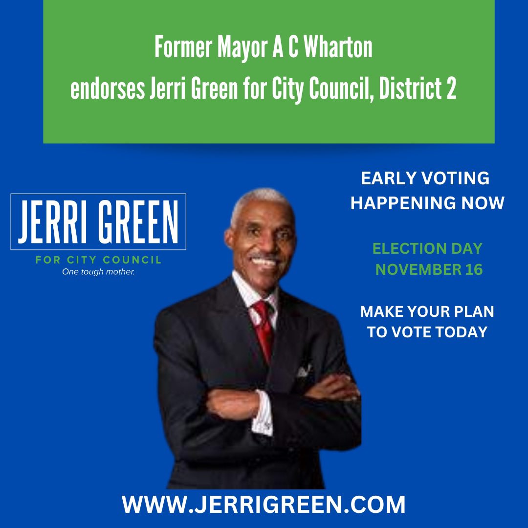 Thank you, @MayorACWharton for your public service, your work to make our city better, and your endorsement. I am grateful to have your support as we finish this campaign. Remember- today is your last chance to early vote! #onetoughmother