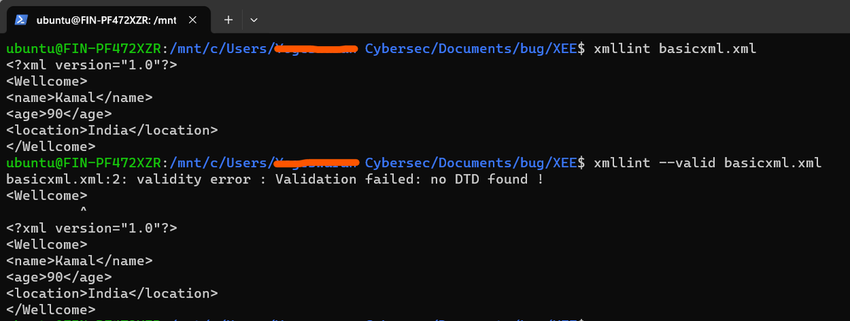 Yogeshwaran2022's tweet photo. 🔍xmllint parses XML files, specified on the command line as XML-FILE (or standard input if filename is -). It prints various outputs based on options selected. 🐞 Useful for detecting errors in XML code and parser. Included in libxml(3). 🛠️#Finstein #xmllint #xml #dtd #Entity https://t.co/Ym3DE6wIwh